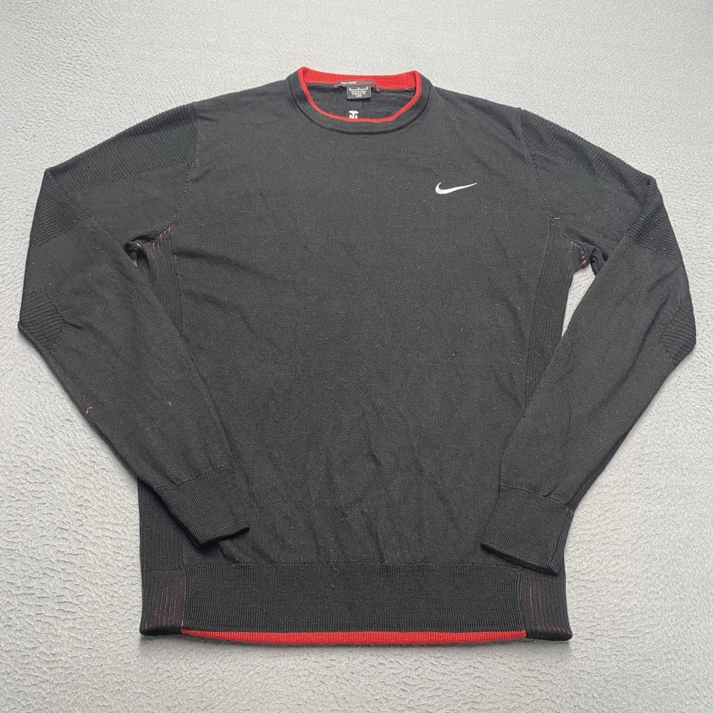 Nike Sweater Mens Medium Black Tiger Woods Collection Crew Neck Golf Pullover